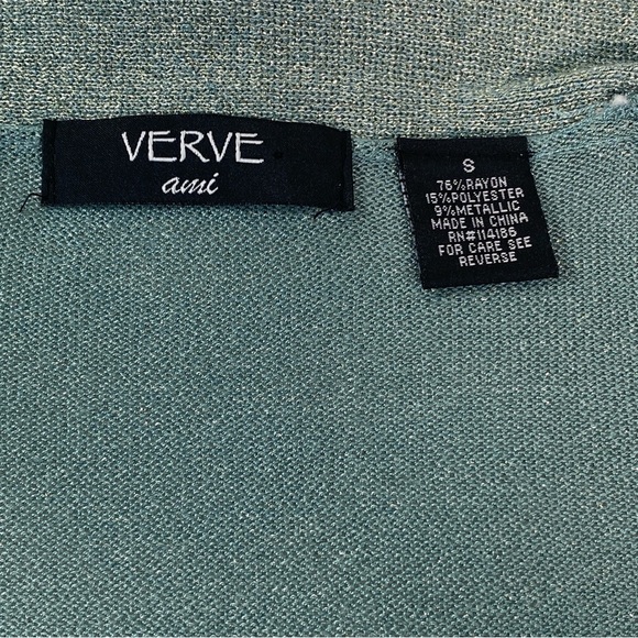 Verve Shiny Green Cropped Sweater Size S - Picture 5 of 6